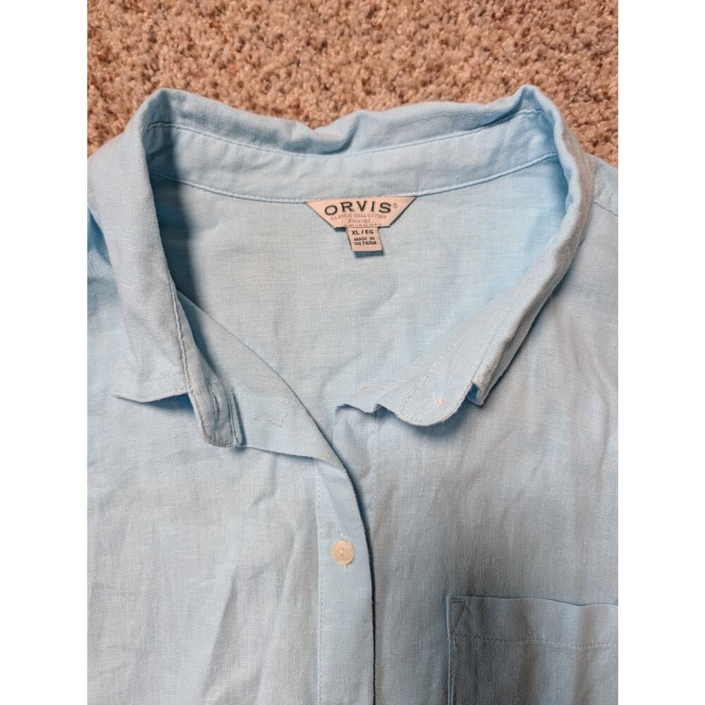 Orvis women’s Linen Blend blouse/shirt, XL; Lightweight, Breathable, Blue/Teal - Picture 8 of 9
